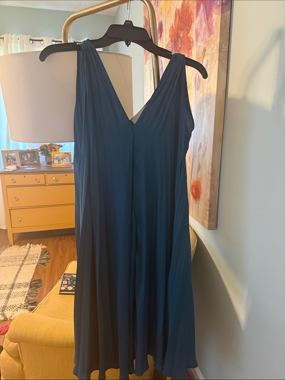 Elegant Deep Teal V-Neck Sleeveless swing Women’s Dress